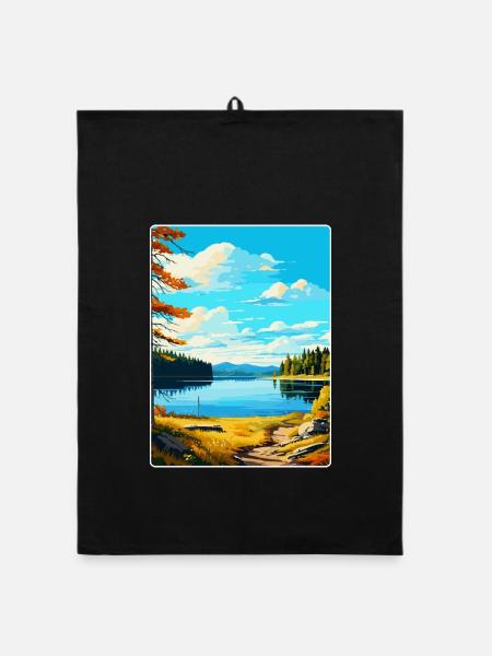 Kielder Water Forest Park England Uk Travel Poster - Organic dish towel - black - Front