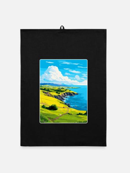 Isle Of Seil Schottland UK Vintage Reiseposter WPA - Organic Geschirrtuch - Schwarz - Vorne