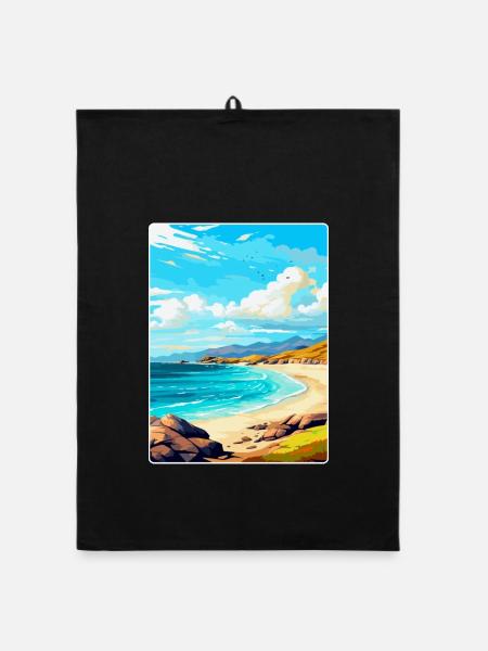 Isle Of Harris Schottland Vereinigtes Königreich Vintage Reiseposter - Organic Geschirrtuch - Schwarz - Vorne