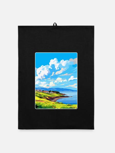 Isle Of Bute Schottland Vereinigtes Königreich Vintage Reiseposter WPA - Organic Geschirrtuch - Schwarz - Vorne