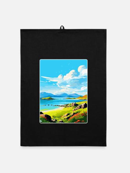 Isle Of Jura Schottland Vereinigtes Königreich Vintage Reiseposter WPA - Organic Geschirrtuch - Schwarz - Vorne