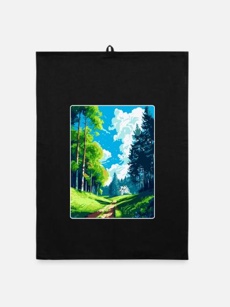 Affiche de voyage vintage des bois de Vienne en Autriche Art WPA - Torchon bio - noir - Devant