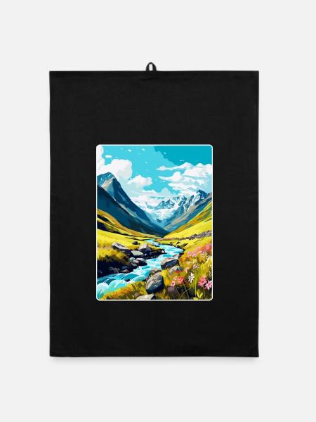 Hohe Tauern Österreich Vintage Reiseplakat Souvenir - Organic Geschirrtuch - Schwarz - Vorne