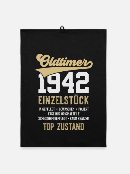 84. GEBURTSTAG OLDTIMER 1942 - Organic Geschirrtuch - Schwarz - Vorne