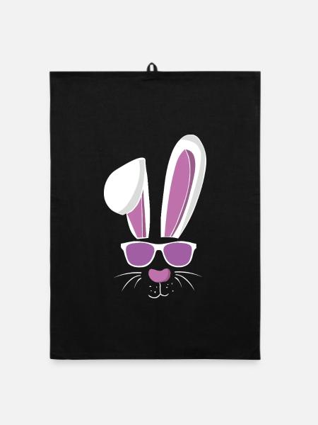 Cool ski and Easter - Organic dish towel - black - Front