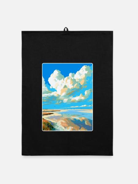 Wattenmeer Niederlande Vintage Reiseposter WPA - Organic Geschirrtuch - Schwarz - Vorne