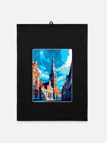 Middelburg Niederlande Vintage Reiseplakat WPA - Organic Geschirrtuch - Schwarz - Vorne