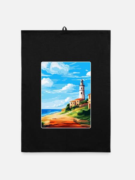 Faro Portugal Vintage Reiseposter WPA Souvenir - Organic Geschirrtuch - Schwarz - Vorne