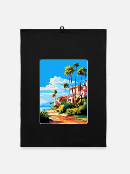 Marbella Spain Vintage Travel Poster Souvenir WPA - Organic dish towel - black - Front