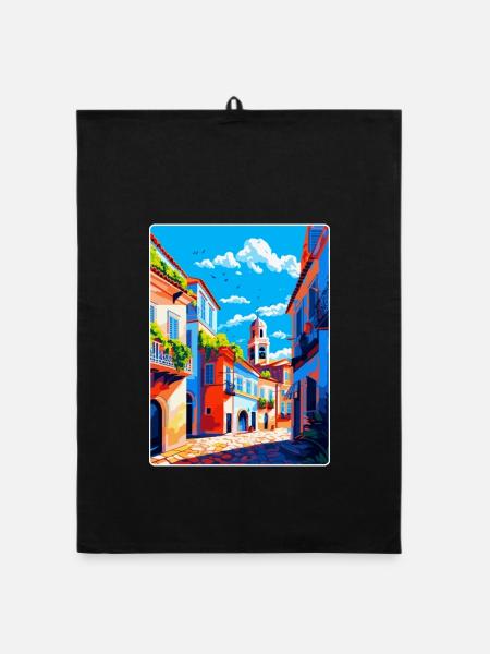 Caldas Da Rainha Portugal Vintage Travel Poster - Organic dish towel - black - Front