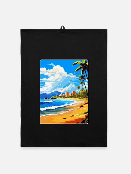 Playa De Las Americas Spanien Vintage Reiseplakat - Organic Geschirrtuch - Schwarz - Vorne