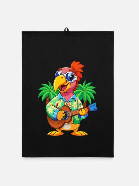 Lustige Papageien-Cartoon-Sommer-Strand-Sonnenbrille - Organic Geschirrtuch - Schwarz - Vorne