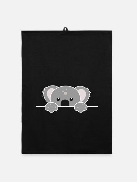 Lustiger Koala lugte heraus - Organic Geschirrtuch - Schwarz