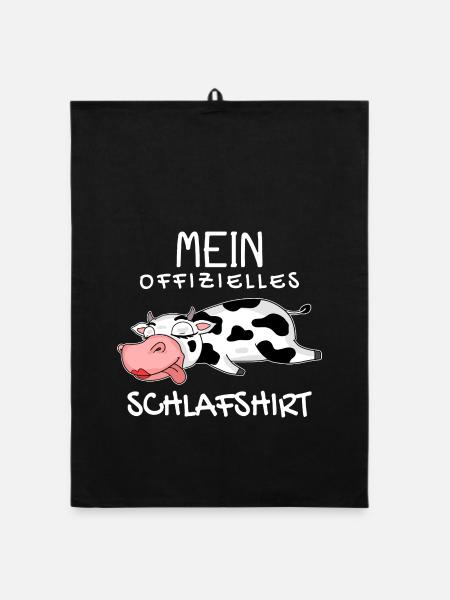 Offizielles Schlafshirt Kuh - Organic Geschirrtuch - Schwarz - Vorne