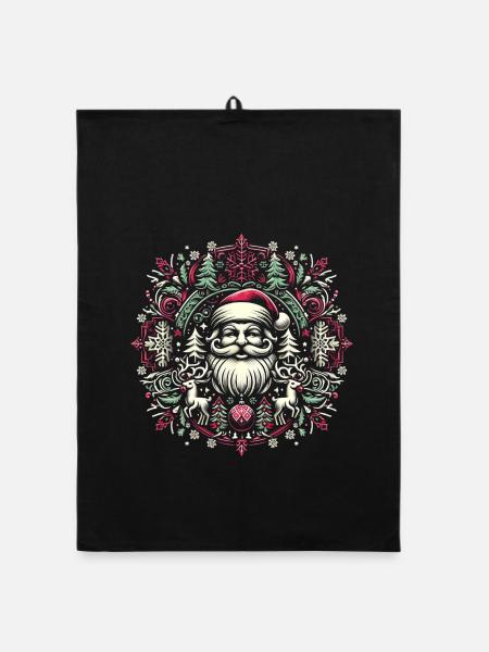 Weihnachten Logo - Organic Geschirrtuch - Schwarz - Vorne