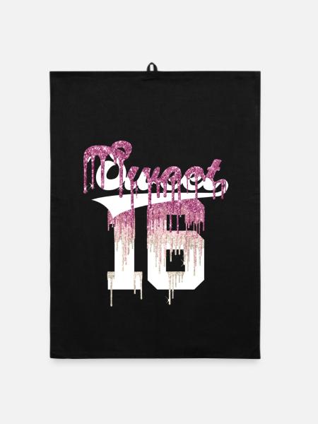 SWEET 16 FINALLY 16TH BIRTHDAY - Organic dish towel - black - Front