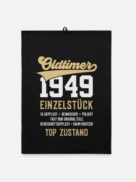 77. GEBURTSTAG OLDTIMER 1949 - Organic Geschirrtuch - Schwarz - Vorne