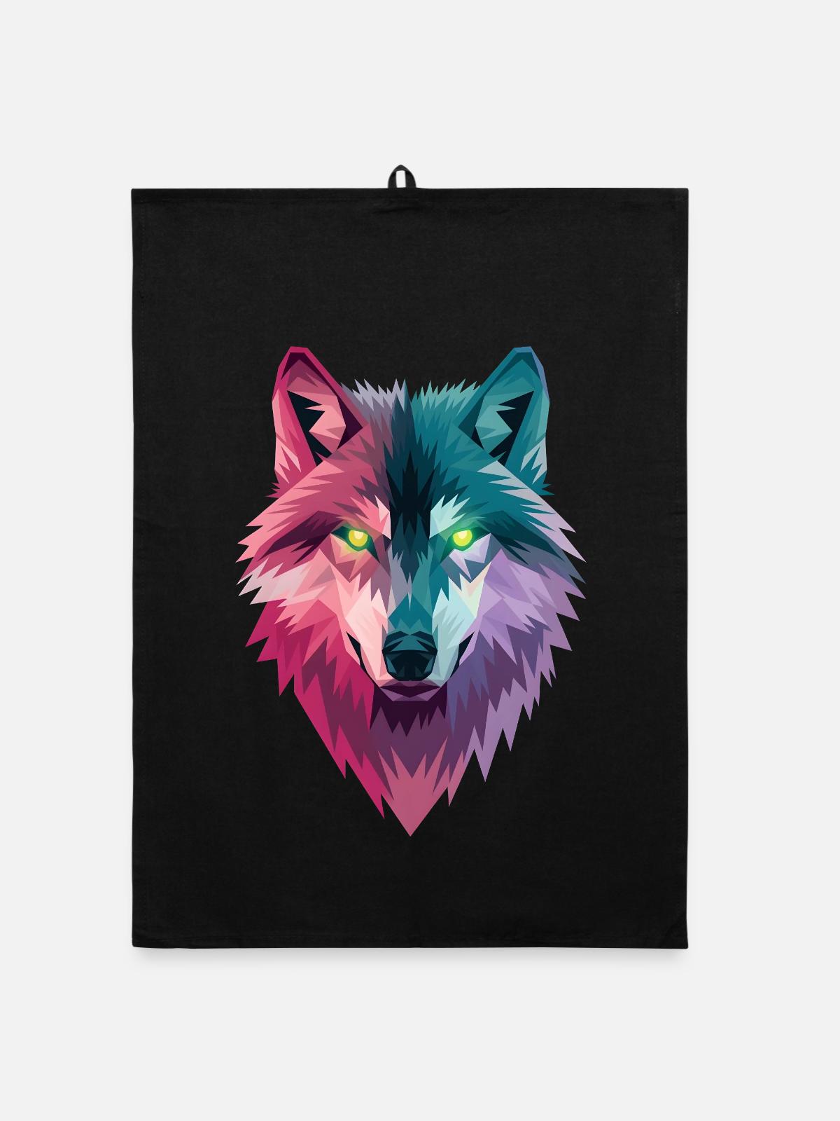Spirit Wolf - Organic dish towel - black - Front