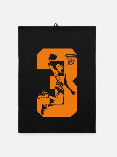 NUMMER 3 BASKETBALL 3. GEBURTSTAG - Organic Geschirrtuch - Schwarz - Vorne