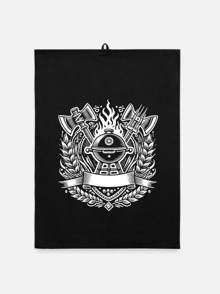 Grill BBQ Logo - Organic dish towel - black - Front