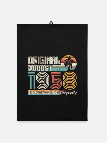 August 1958 Birthday August 1958 Gift - Organic dish towel - black - Front