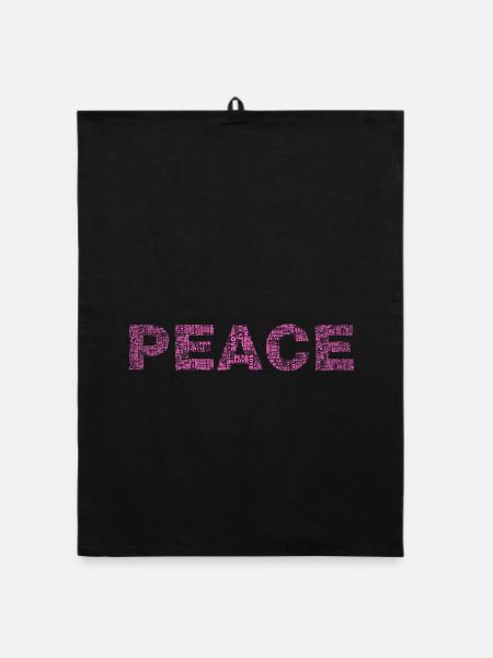 all we need is PEACE - Organic Geschirrtuch - Schwarz - Vorne
