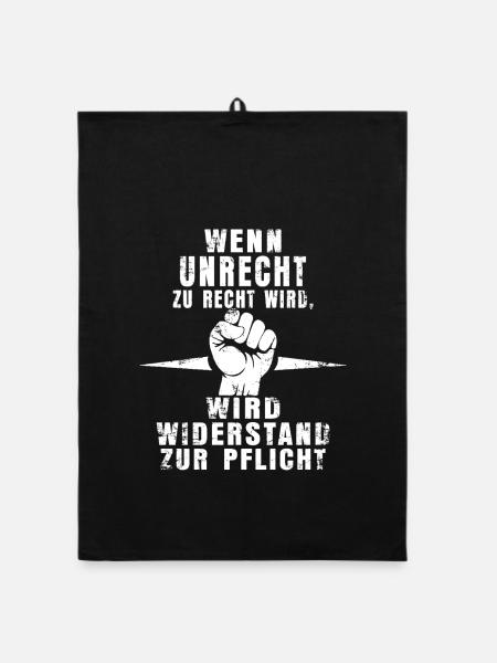 Statement-Shirt: Pflicht zum Protest - Organic Geschirrtuch - Schwarz - Vorne