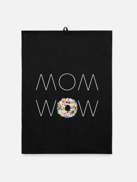 MOM WOW! Geschenk zum Muttertag - Organic Geschirrtuch - Schwarz - Vorne