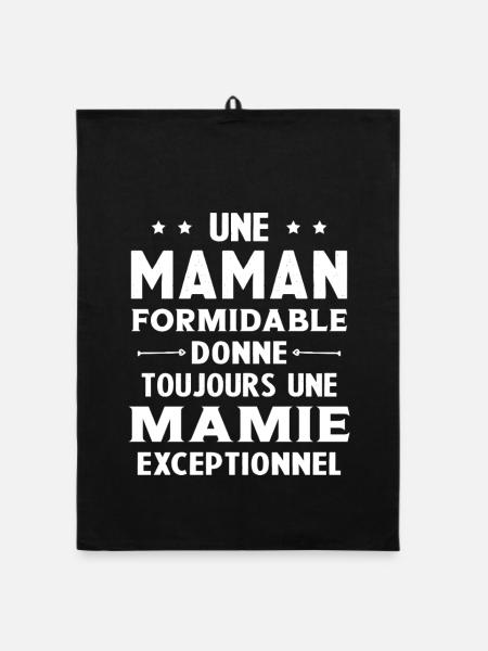 Cadeau pour Grand-Mère - Une Mamie Exceptionnelle - Torchon bio - noir - Devant