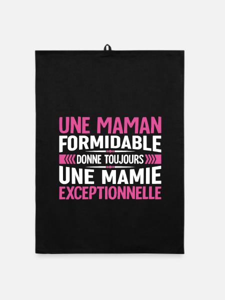 Cadeau pour Grand-Mère - Une Mamie Exceptionnelle - Torchon bio - noir - Devant