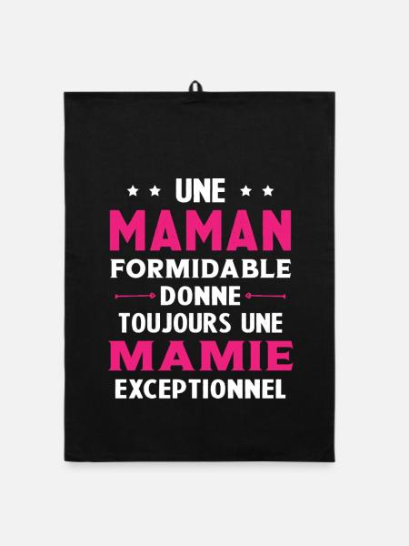 Cadeau pour Grand-Mère - Une Mamie Exceptionnelle - Torchon bio - noir - Devant