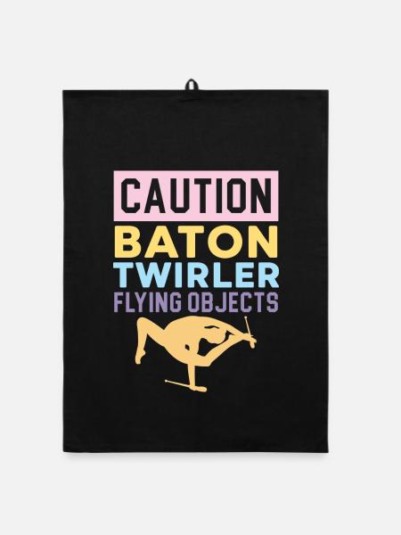 Vorsicht Baton Twirler Fliegende Objekte Baton Twi - Organic Geschirrtuch - Schwarz - Vorne