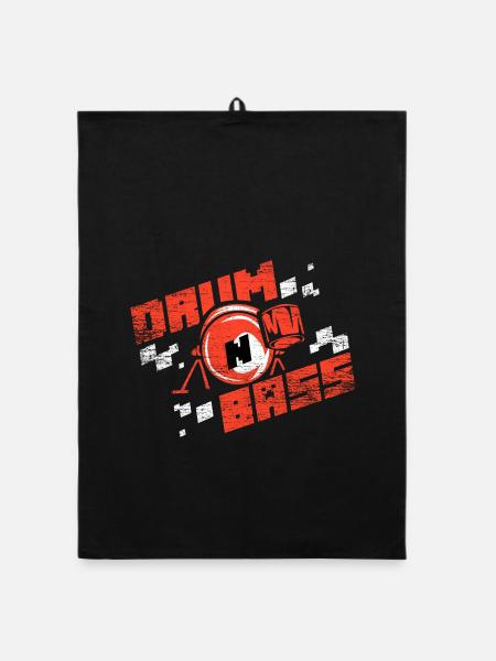Energetischer Drum n Bass Beat - Organic Geschirrtuch - Schwarz - Vorne