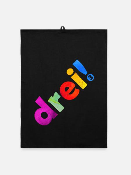 DREI 3 JAHRE 3. GEBURTSTAG - Organic Geschirrtuch - Schwarz - Vorne