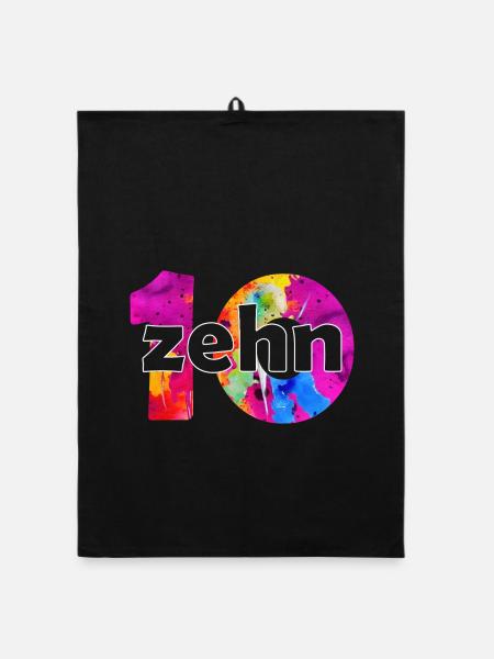 ZEHN 10 JAHRE JUNGE 10. GEBURTSTAG - Organic Geschirrtuch - Schwarz - Vorne