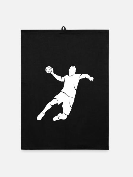 Handballspieler Silhouette Handball Handballer - Organic Geschirrtuch - Schwarz