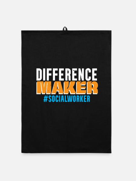 Difference Maker Sozialarbeiter Job Soziale Wohlfa - Organic Geschirrtuch - Schwarz - Vorne