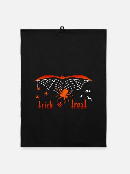 trick or treat Halloween - Organic Geschirrtuch - Schwarz - Vorne