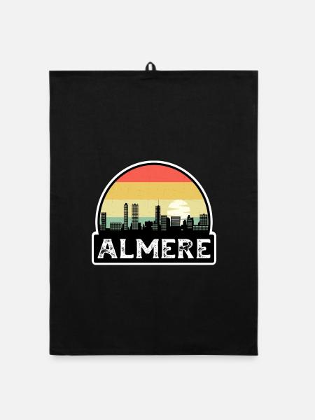 Almere Niederlande Flagge Skyline Reisesouvenir - Organic Geschirrtuch - Schwarz - Vorne
