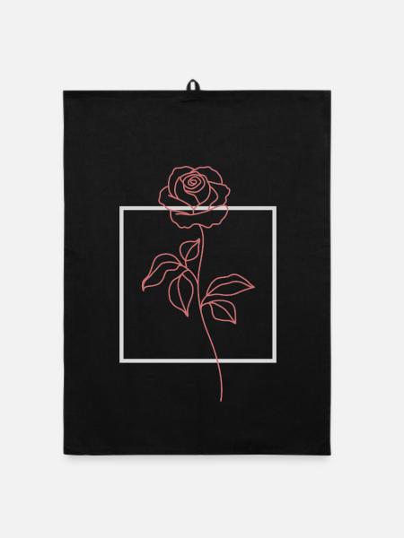 Rose - Organic Geschirrtuch - Schwarz