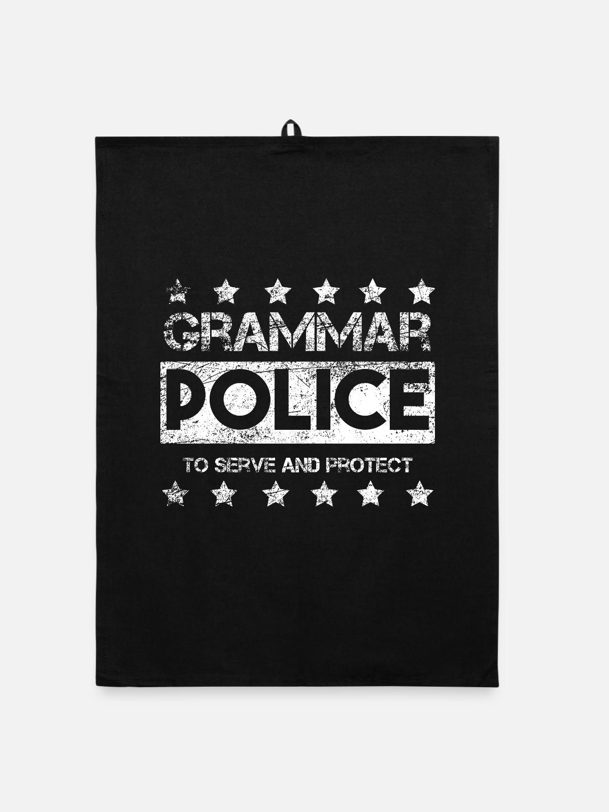 Grammar Police - Organic Geschirrtuch - Schwarz - Vorne