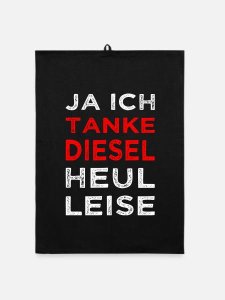 Ich Tanke Diesel Dieseltanker Anti Grüne CO2 - Organic Geschirrtuch - Schwarz - Vorne