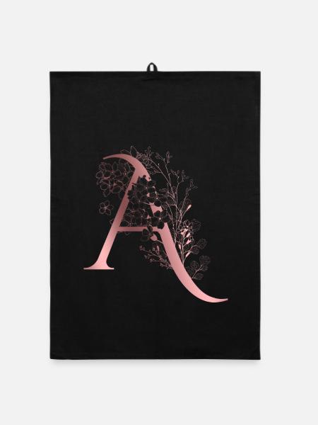 Buchstabe A Vorname - Organic Geschirrtuch - Schwarz - Vorne