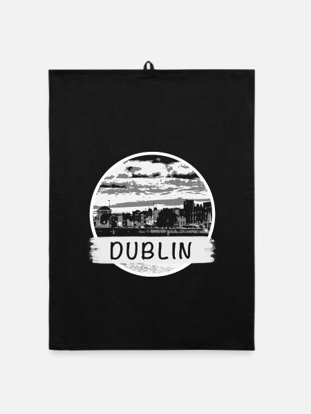 Dublin City - Organic Geschirrtuch - Schwarz - Vorne