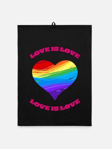 Liebe ist Liebe. Regenbogen-Herz-Design. - Organic Geschirrtuch - Schwarz