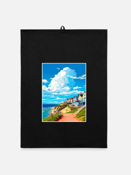 Newquay Cornwall Vintage Reiseposter Souvenir - Organic Geschirrtuch - Schwarz - Vorne