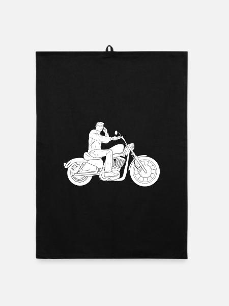 Biker - Organic Geschirrtuch - Schwarz - Vorne