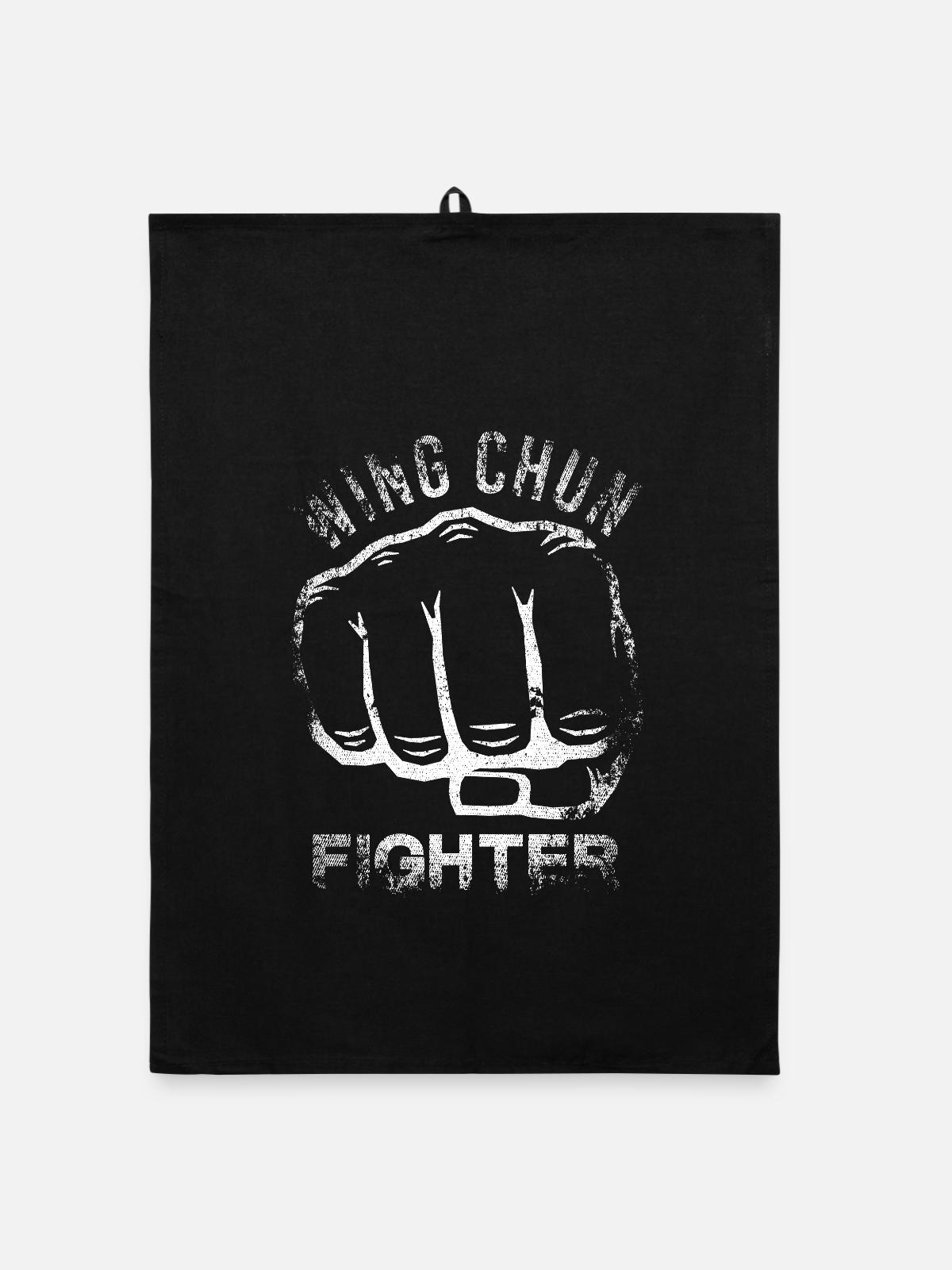 Wing Chun Fighter - Organic Geschirrtuch - Schwarz - Vorne