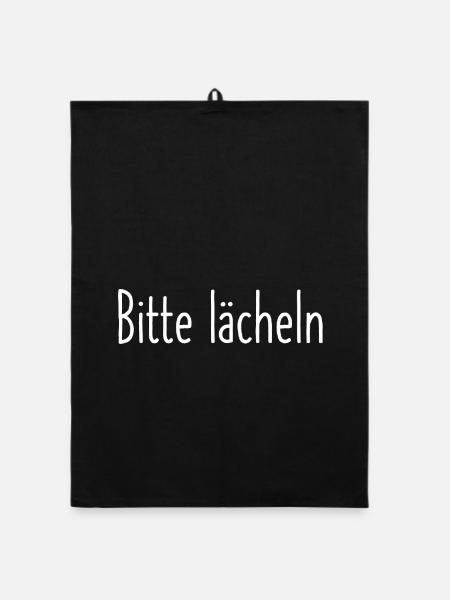 Bitte lächeln - Organic Geschirrtuch - Schwarz - Vorne