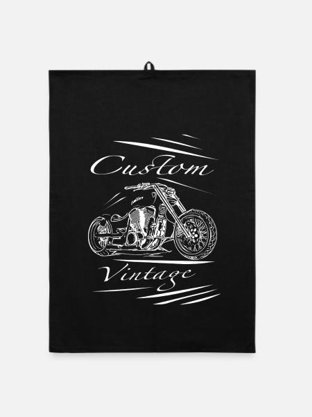 Custom Vintage Motorrad - Organic Geschirrtuch - Schwarz - Vorne